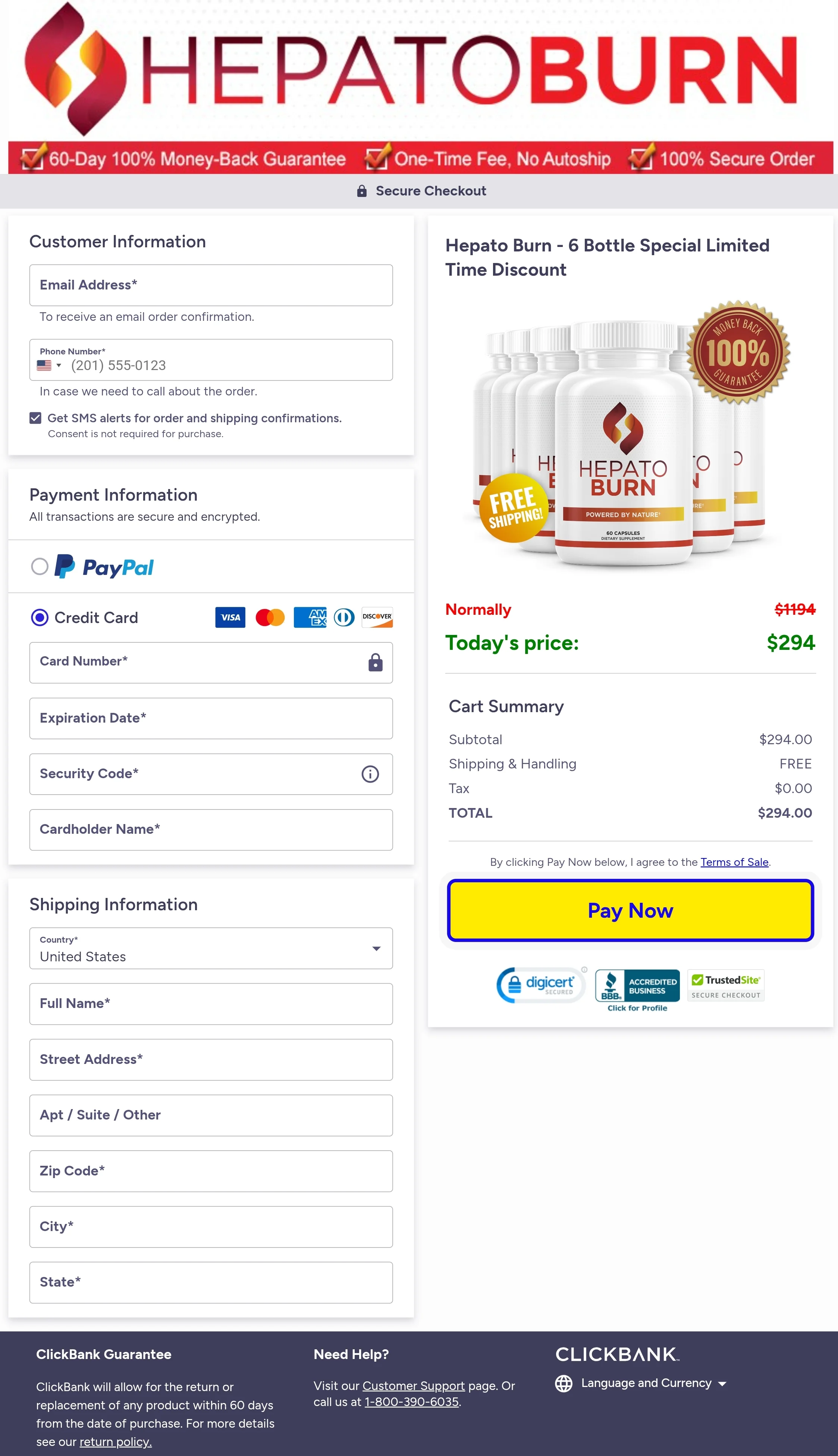 HepatoBurn order form